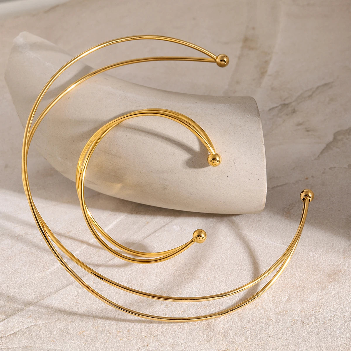 Jewelryposter Stainless Steel Minimalist Golden Line Cross Open Light Collar Necklace Stylish Tarnish Free Metal Jewelry Women