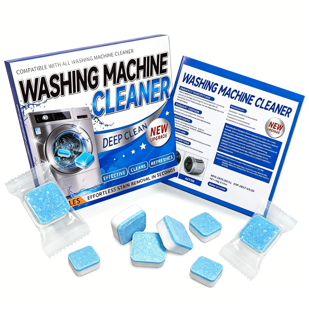 Enzyme Washing Machine Cleaner Tablets (12 Pack) – 2X Power Deep Clean Laundry Machine Cleaner Descaler for HE, Front Load & Top Load Washer, Removes Odor, Fur, Residue & Buildup
