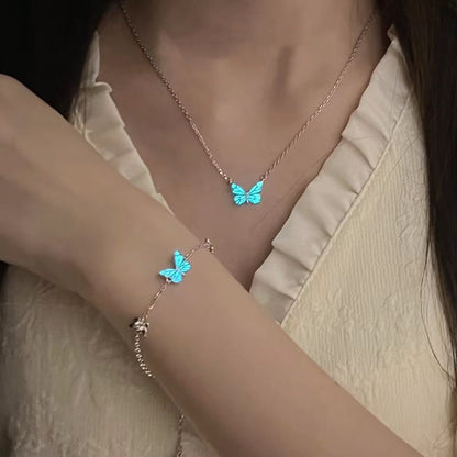 New butterfly light bracelet for women ins style niche original design luminous blue epoxy butterfly jewelry bracelet