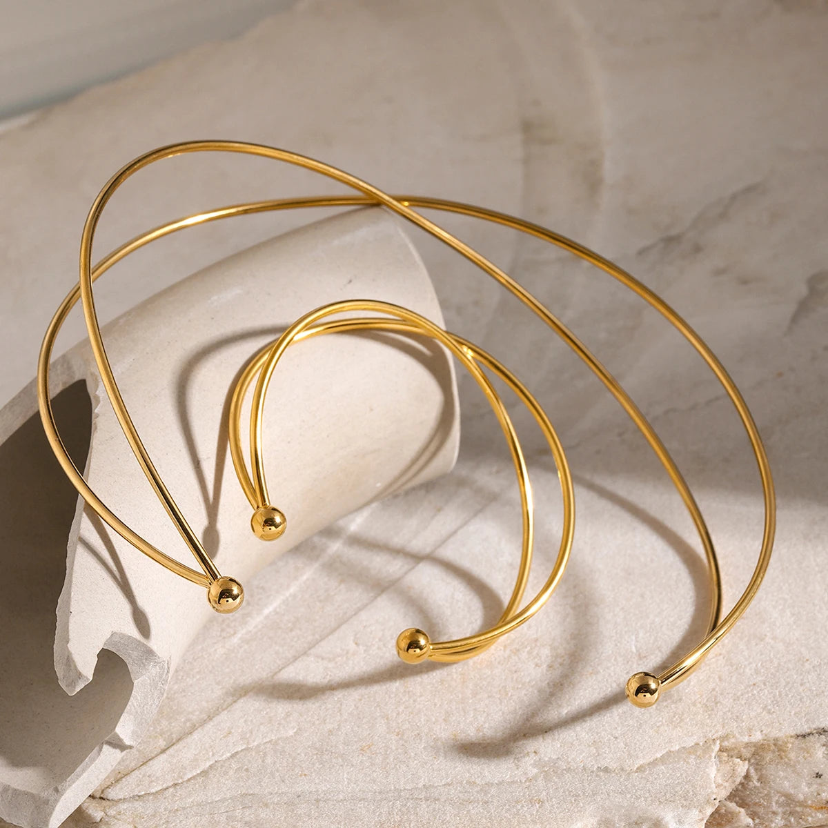 Jewelryposter Stainless Steel Minimalist Golden Line Cross Open Light Collar Necklace Stylish Tarnish Free Metal Jewelry Women