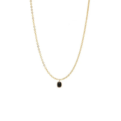 925 Sterling Silver Black Agate Pendant Necklace for Women Simple Korean ins 18k Gold Plated Clavicle Chain fine Jewelr