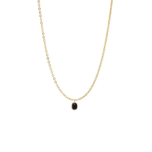 925 Sterling Silver Black Agate Pendant Necklace for Women Simple Korean ins 18k Gold Plated Clavicle Chain fine Jewelr